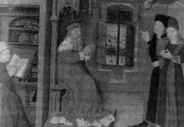 Рис. 22. Старинная миниатюра, якобы XV века, на которой